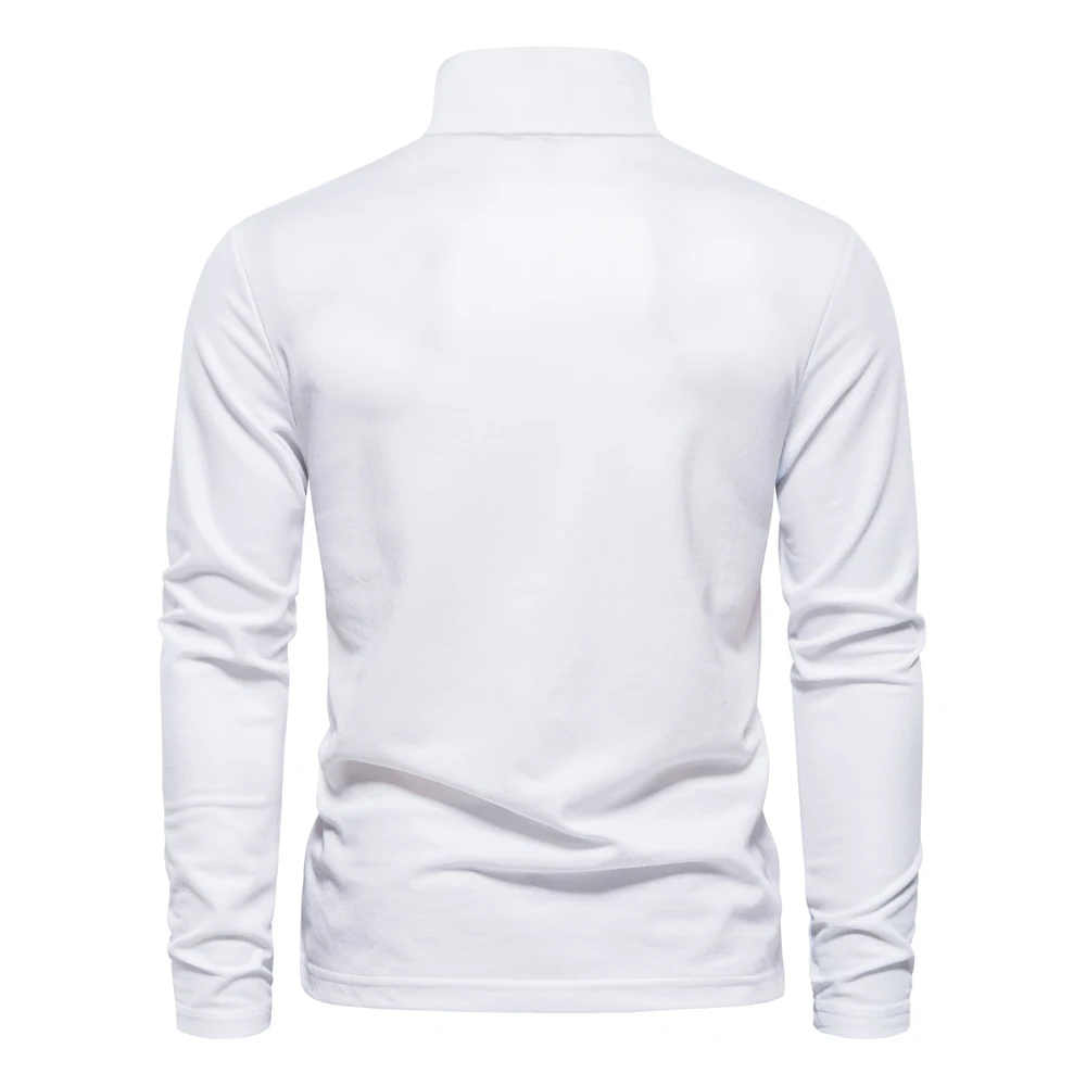 AIOPESON 2023 New Men's Deer Embroidery Polo Shirts Solid Color Long Sleeve Social Business Male