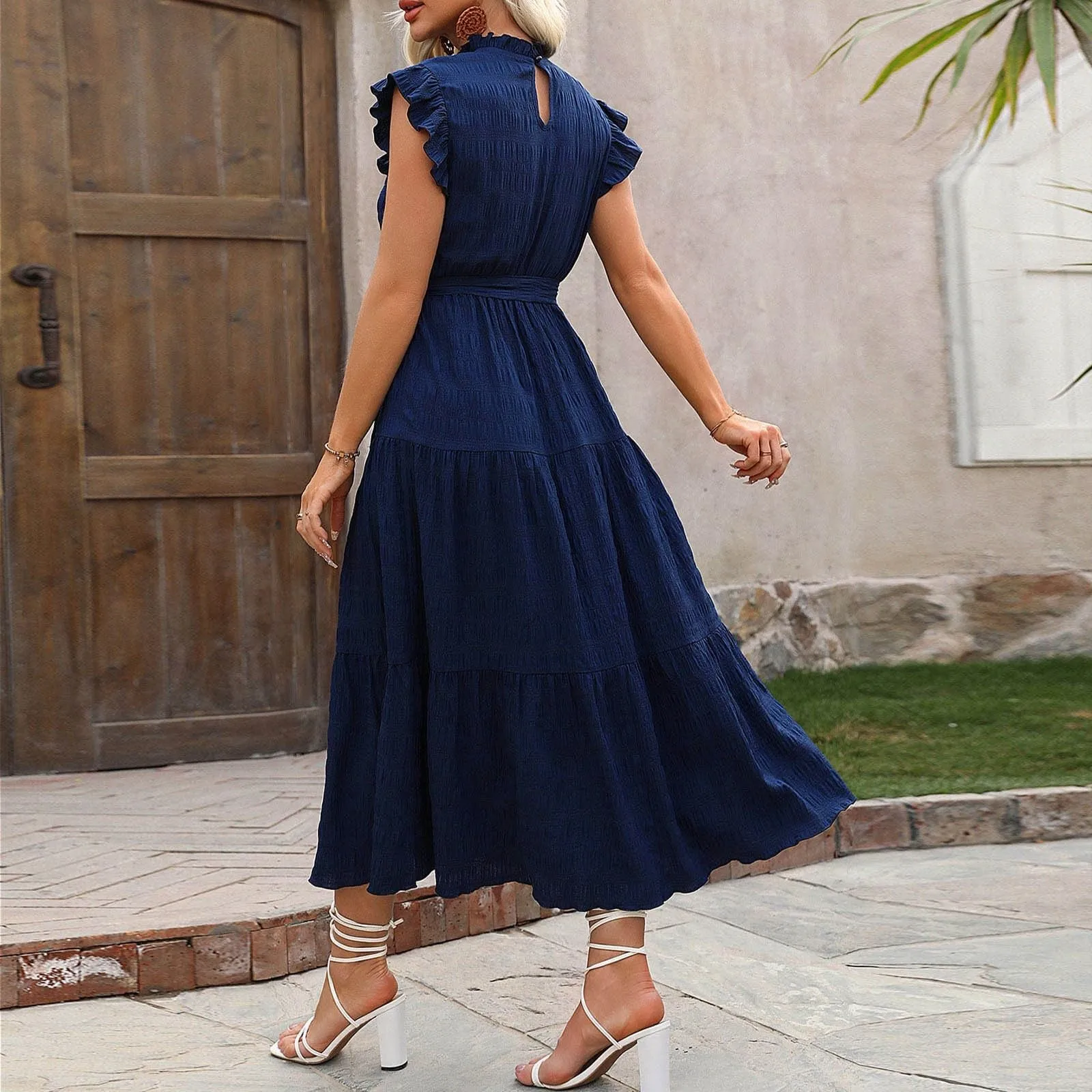Summer Dresses Sexy Outfits 2024 Solid Color Strap Decoration Elegant Dress Female Vintage Casual Beach Dresses ropa de mujer