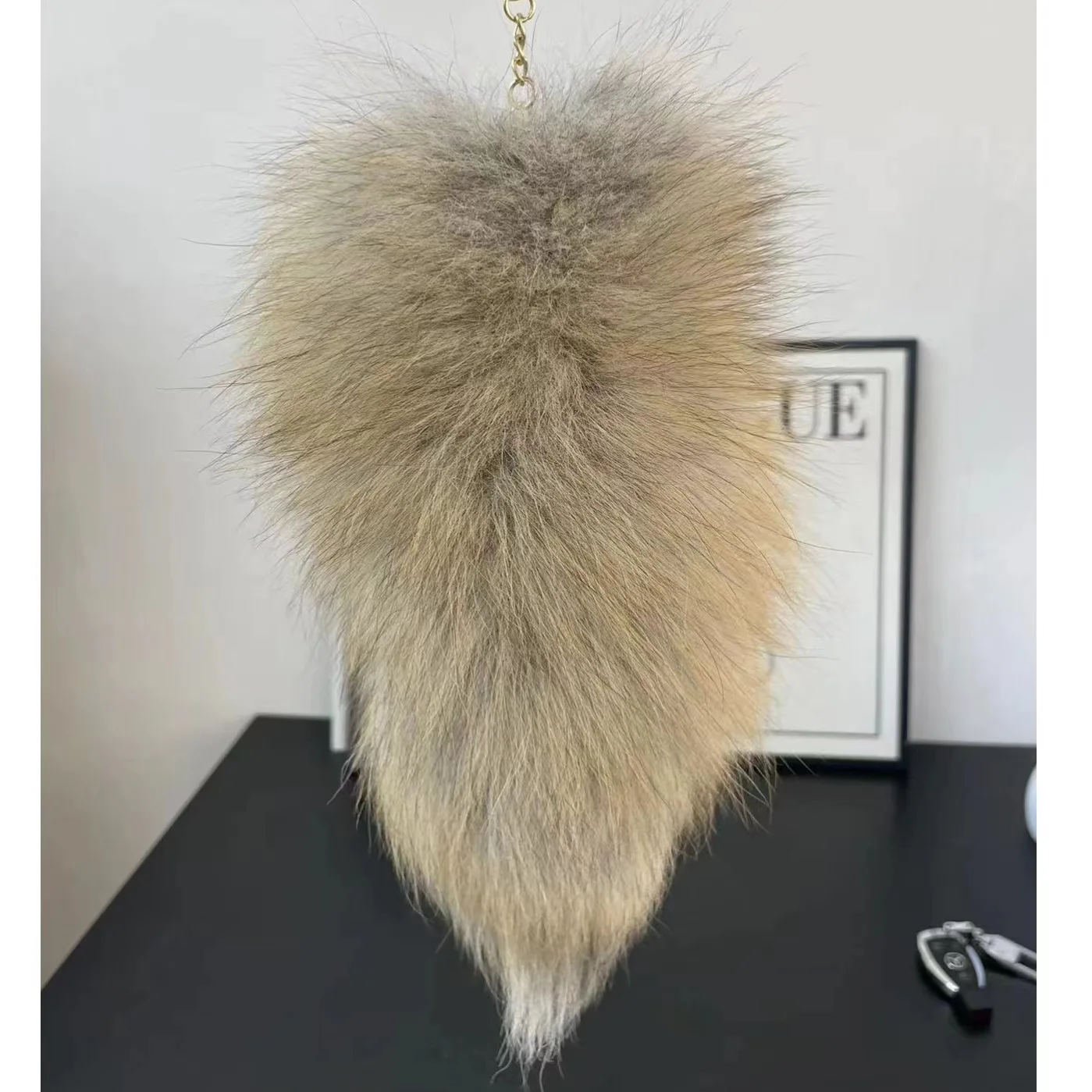 Real Fur Fox Tail Key Chain Cos Props DIY Raw Materials Bjd Tail Show Props Bag Pendant Key Chain High-End Gift