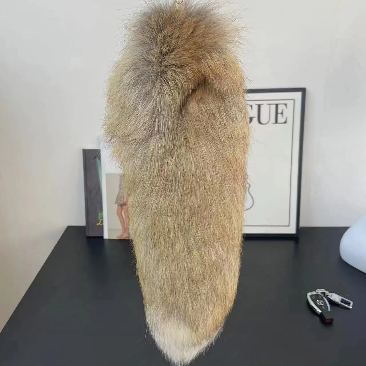 Real Fur Fox Tail Key Chain Cos Props DIY Raw Materials Bjd Tail Show Props Bag Pendant Key Chain High-End Gift