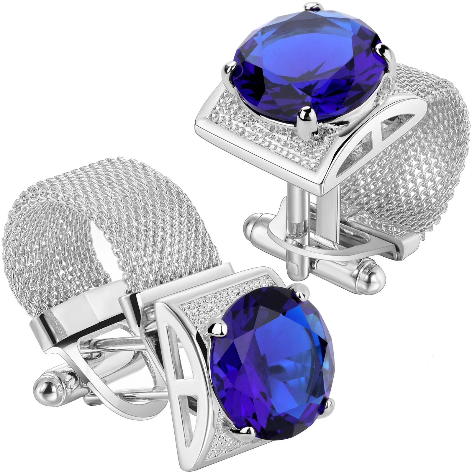 HAWSON Men Birthstone Crystal Cufflinks 17mm Color Stone Cuff Links for Wedding Business Shirt, Birthday Gift for Men