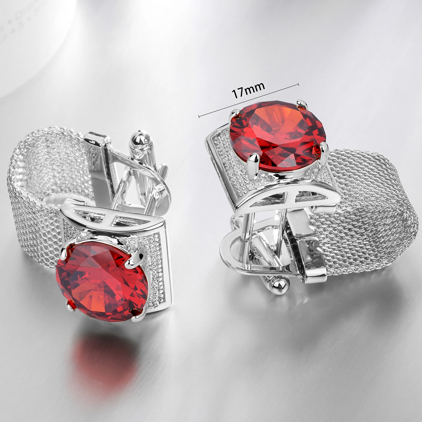HAWSON Men Birthstone Crystal Cufflinks 17mm Color Stone Cuff Links for Wedding Business Shirt, Birthday Gift for Men
