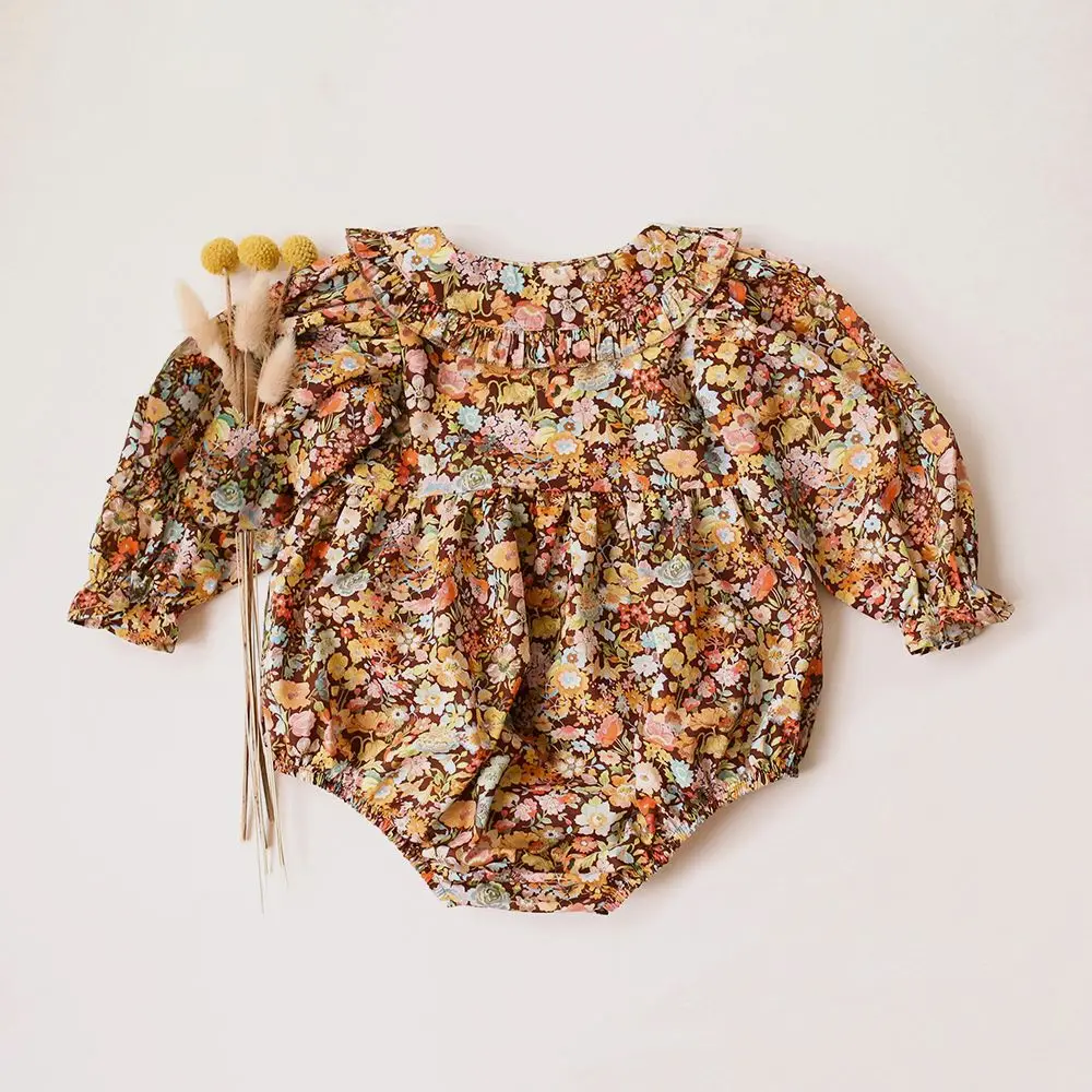 Vintage Floral Baby Girl Romper Spring Baby Girl Clothes For Wedding Party