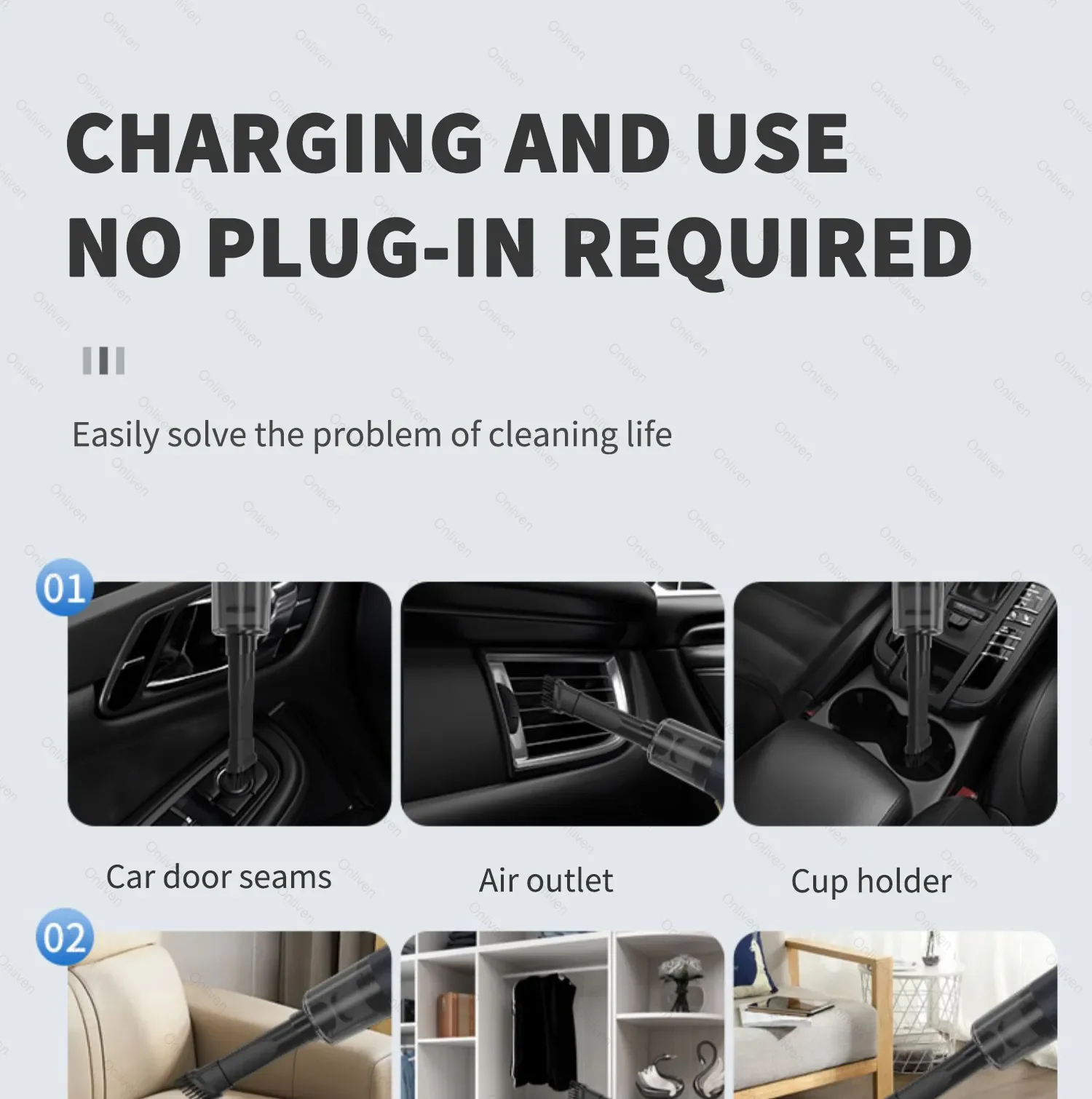 SZUK 98000PA Car Vacuum Cleaner Wireless Mini Powerful Cleaning Machine Handheld for Car Portable Blow Computer Home Appliance