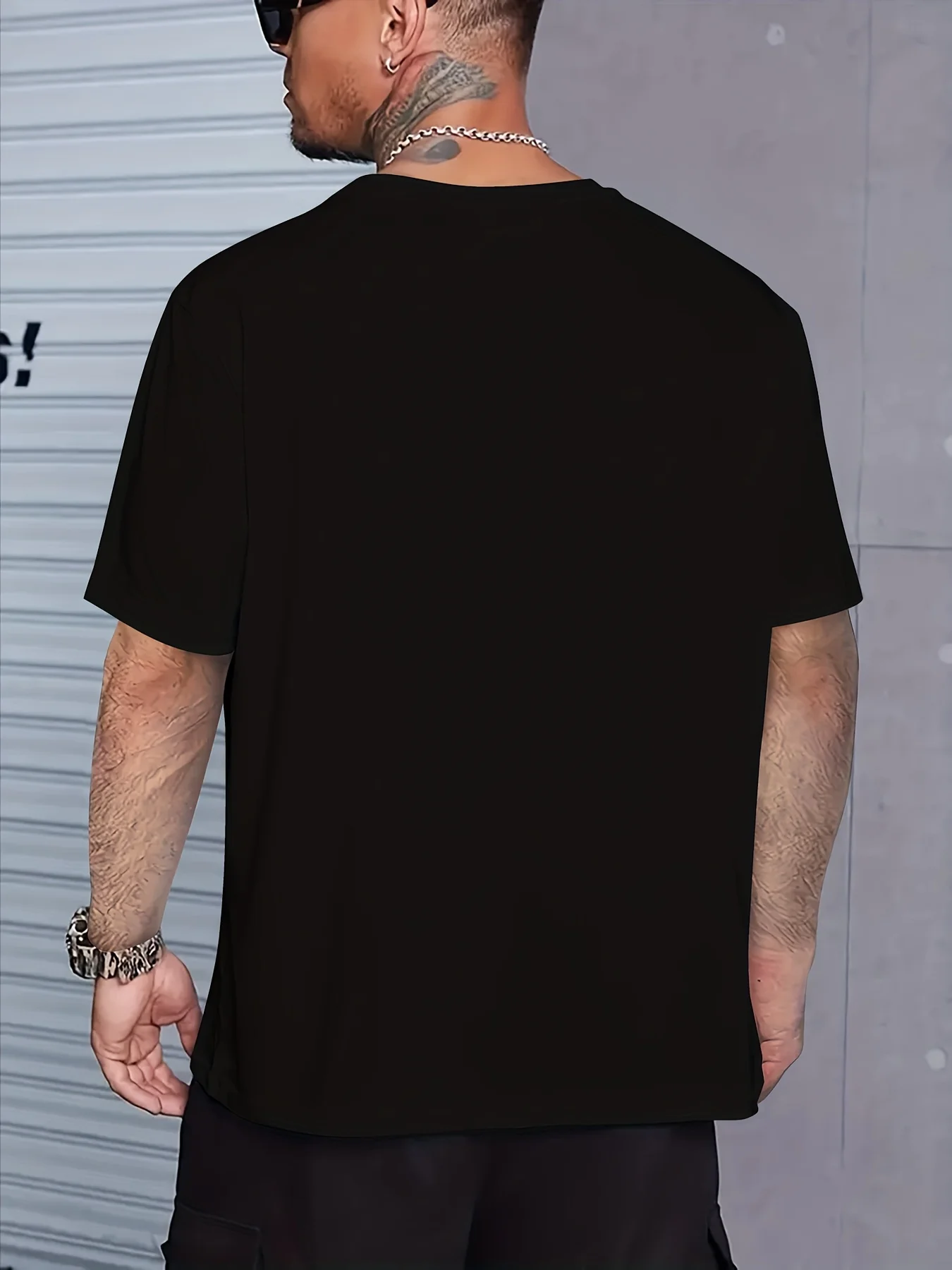 100% Cotton Men's Summer Loose Fitting Casual Stylish Bear Pattern Print Round Neck Short Sleeved T-Shirt Top