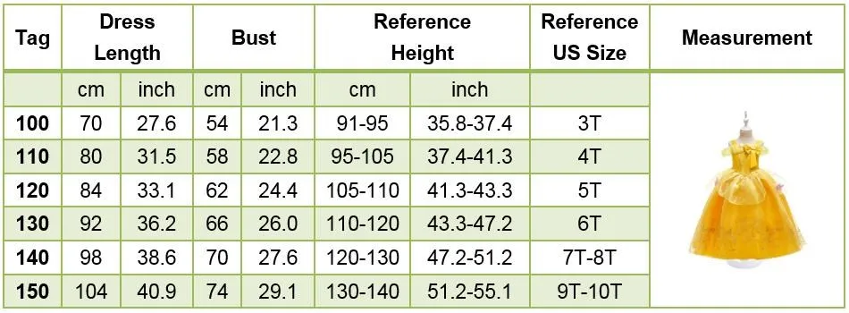 Girls Belle Dress Children Christmas Elegant Princess Costume Baby Summer Halloween Disguise Cosplay Party Fantasy 3-10 Years