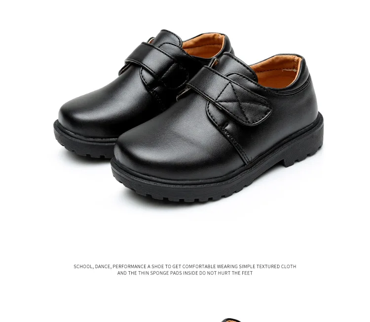 Little Boys Casual Leather Shoes Children's Fashion Velcro Shoes Boys Performance Shoes Children Western Style Dress Footwear