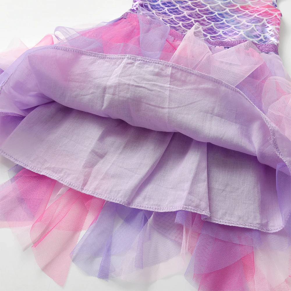 DXTON Summer Sleeveless Dresses For Girls Irregular Tulle Kids Princess Dress Mermaid Party Prom Toddler Children Costumes 3-12Y