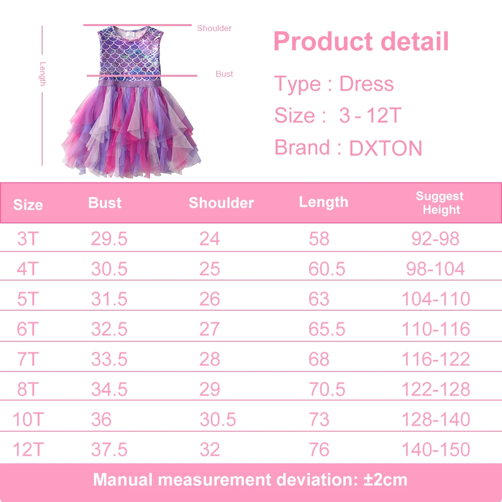 DXTON Summer Sleeveless Dresses For Girls Irregular Tulle Kids Princess Dress Mermaid Party Prom Toddler Children Costumes 3-12Y