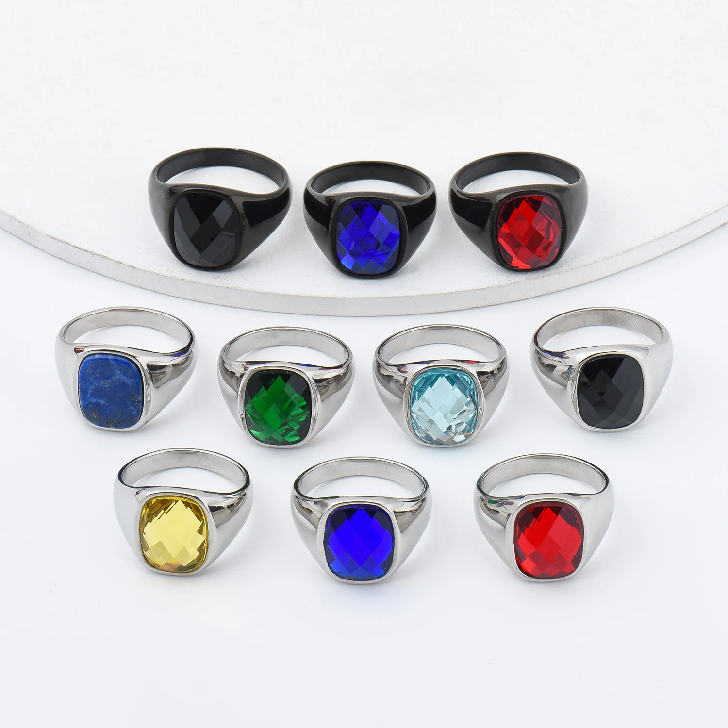 R3327 1pc Man/Women Gemstone Style Wedding Titanium steel ring,Fashion Men's 316LStainless steel lightweight and compact Rings