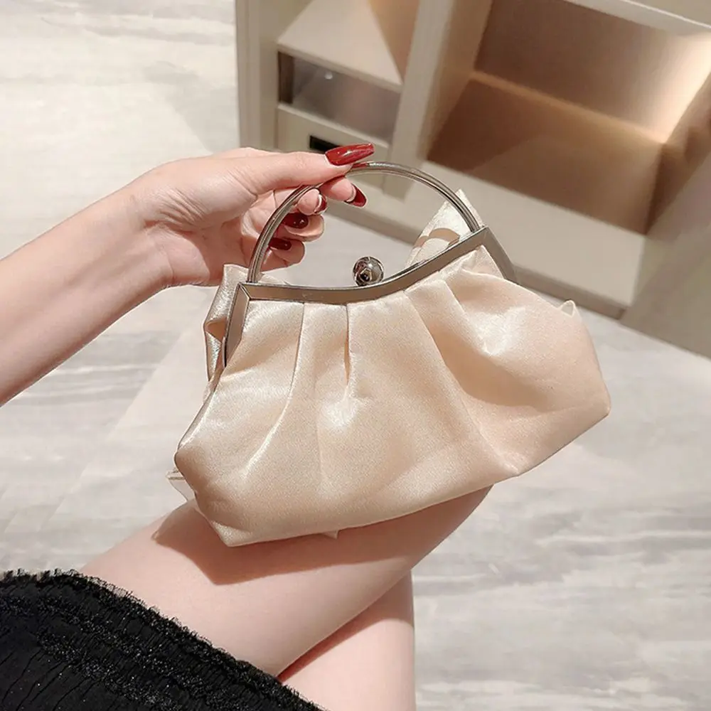 Gold Bright Silk Bowknot Evening Bag Women Elegant Fashion Banquet Clutch Chain Shoulder Bags Luxury Purse Female Party Handbags