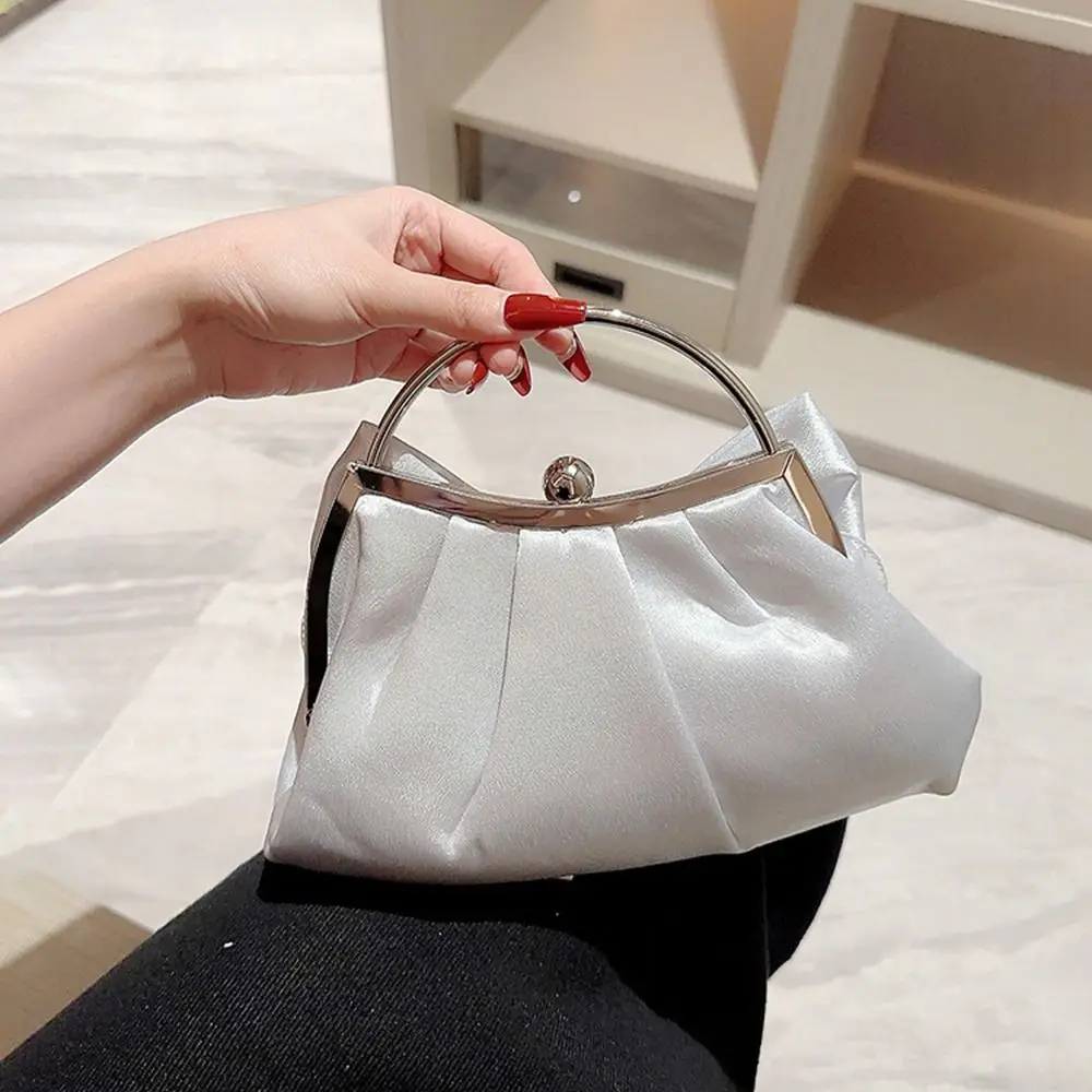 Gold Bright Silk Bowknot Evening Bag Women Elegant Fashion Banquet Clutch Chain Shoulder Bags Luxury Purse Female Party Handbags