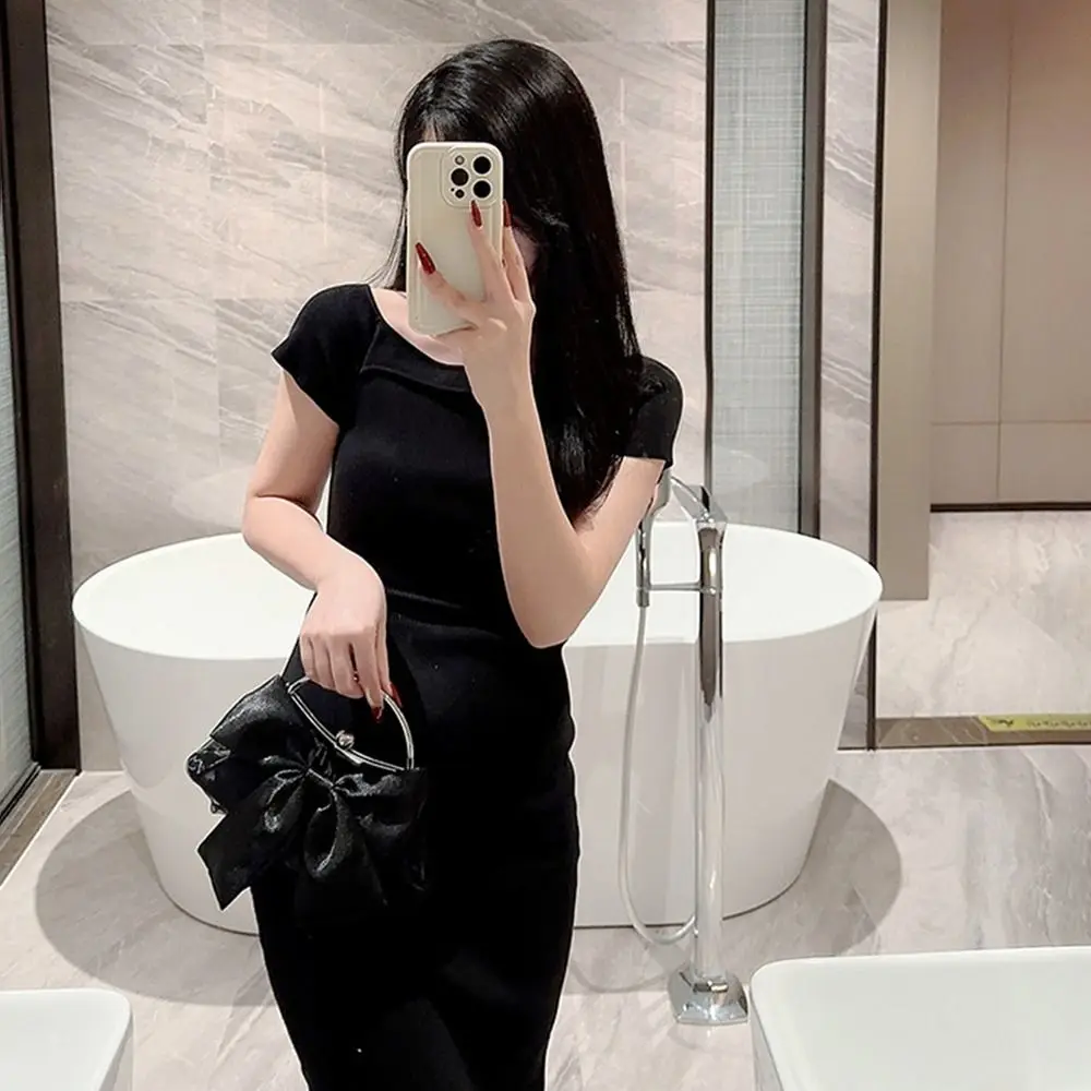 Gold Bright Silk Bowknot Evening Bag Women Elegant Fashion Banquet Clutch Chain Shoulder Bags Luxury Purse Female Party Handbags