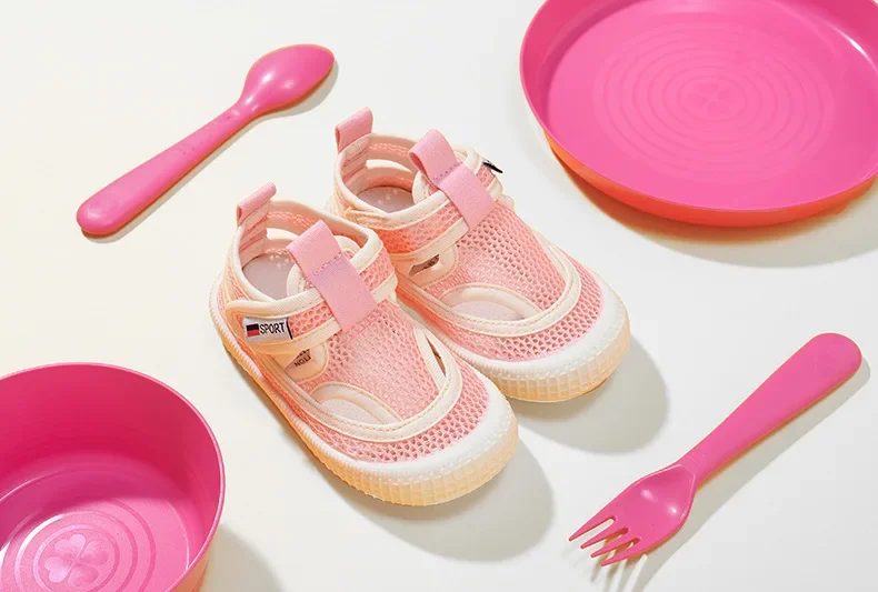 Kids Sandals Children Summer Shoes Boys Girls Half Sandals Cut-outs Hollow Fashion Toe-capped Candy Color Soft Breathable 21-30