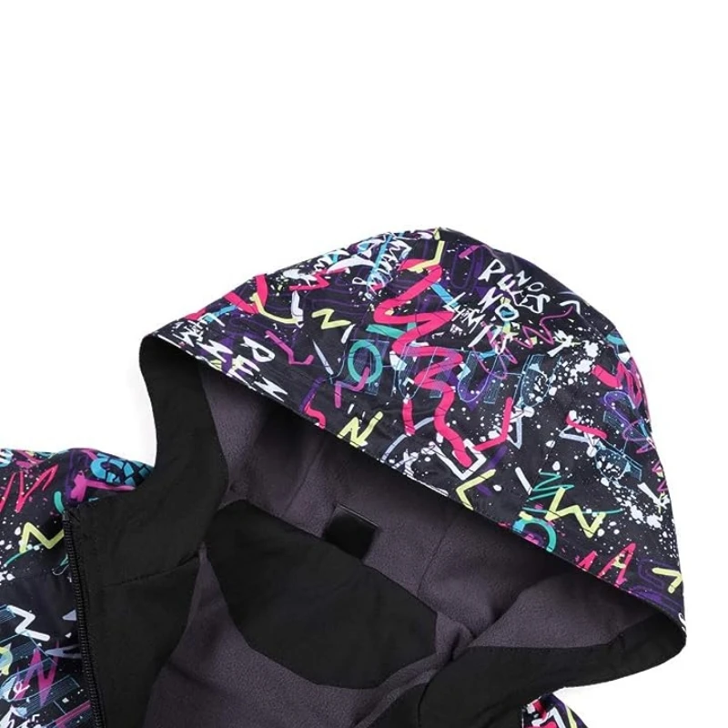 Dubbped Spring Autumn Jacket Boys Girls Waterproof Windbreaker Raincoat Graffiti Design Coat Polar Fleece Windproof Clothes