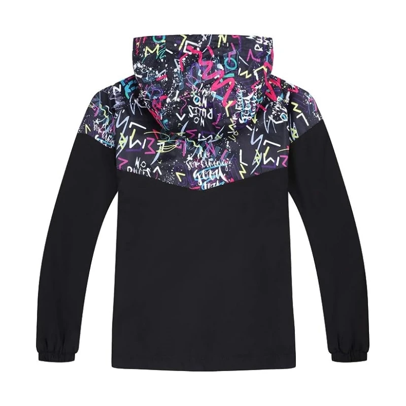 Dubbped Spring Autumn Jacket Boys Girls Waterproof Windbreaker Raincoat Graffiti Design Coat Polar Fleece Windproof Clothes