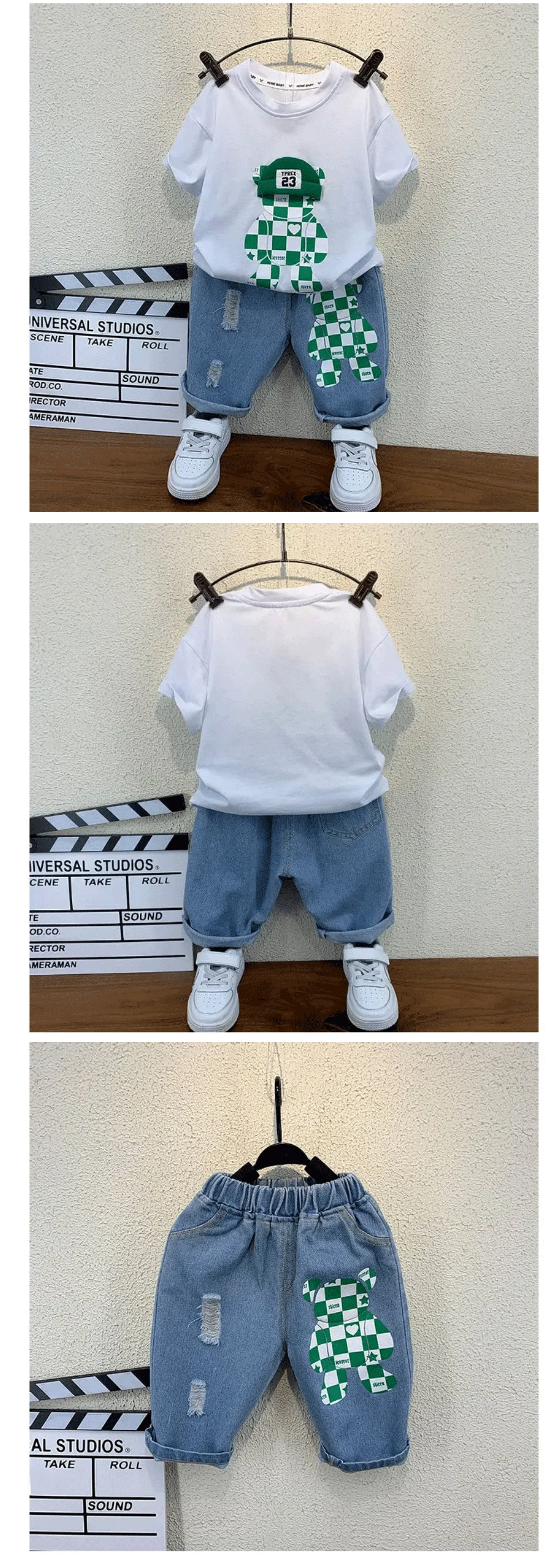 New Selling Summer Baby Boys Clothing Sets Tops bear T-shirt +Short Pants 2 Pieces Set Kids Boys Age 2 3 4 5 6 7 8 9 10 Years