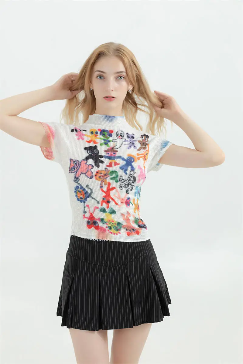 Women's T-shirt Harajuku Korean Y2k Graphic Print Short Sleeve Tee Top Clothes Fashion Vintage Streetwear T-shirts Summer
