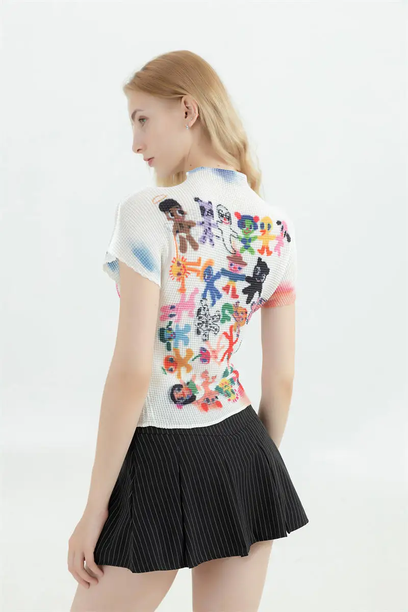 Women's T-shirt Harajuku Korean Y2k Graphic Print Short Sleeve Tee Top Clothes Fashion Vintage Streetwear T-shirts Summer