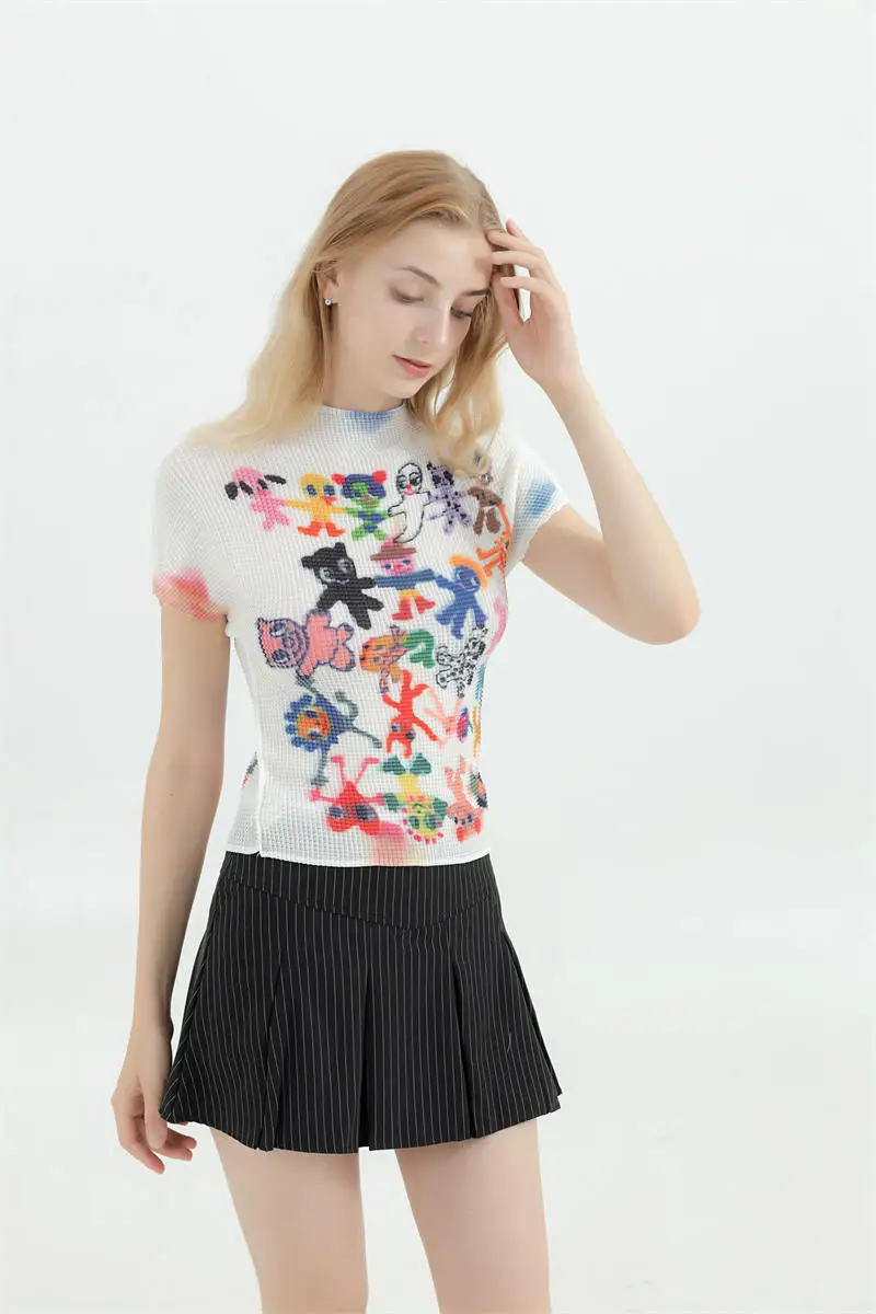 Women's T-shirt Harajuku Korean Y2k Graphic Print Short Sleeve Tee Top Clothes Fashion Vintage Streetwear T-shirts Summer