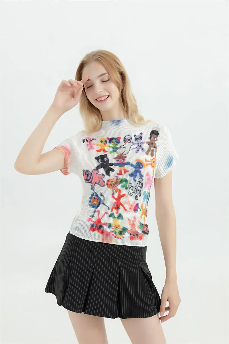 Women's T-shirt Harajuku Korean Y2k Graphic Print Short Sleeve Tee Top Clothes Fashion Vintage Streetwear T-shirts Summer