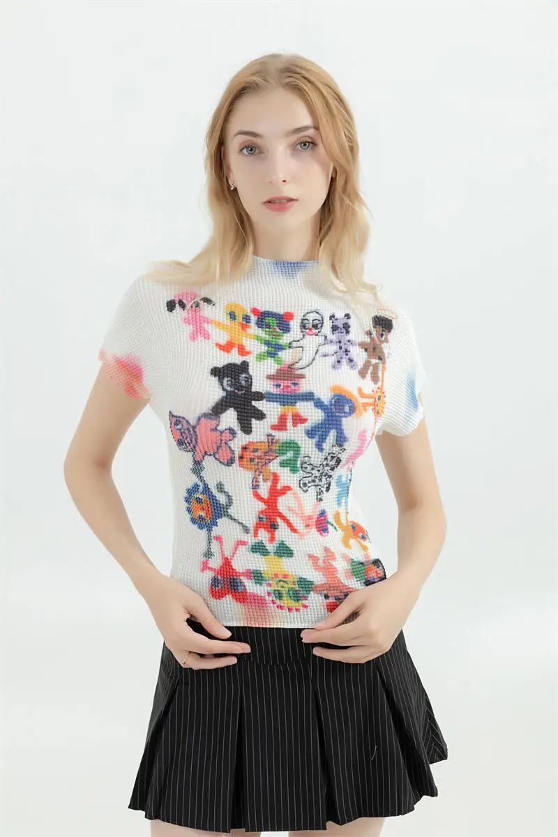 Women's T-shirt Harajuku Korean Y2k Graphic Print Short Sleeve Tee Top Clothes Fashion Vintage Streetwear T-shirts Summer