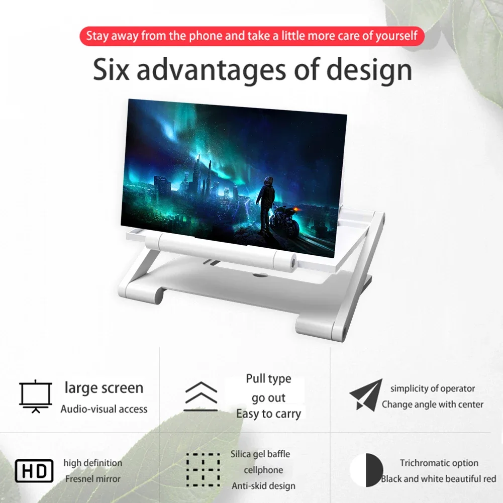 14'' 3D HD Cell Phone Screen Amplifier Folding Mobile Phone Magnifying Glass HD Projector Screen Enlarge Magnifier Phone Holder
