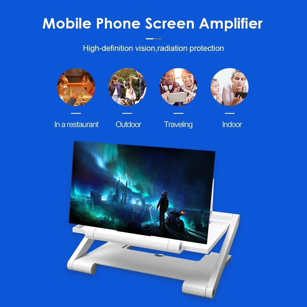 14'' 3D HD Cell Phone Screen Amplifier Folding Mobile Phone Magnifying Glass HD Projector Screen Enlarge Magnifier Phone Holder