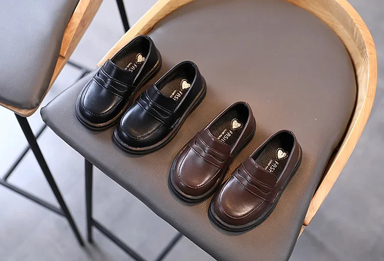Children Leather Shoes for Boys Girls Kids Loafers Slip-on School Flats Casual Sneakers for Wedding Formal Occasions Party 21-36