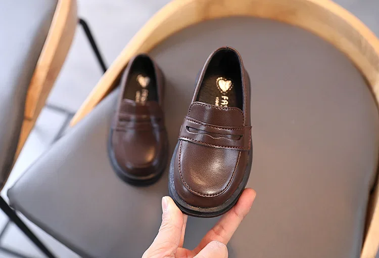 Children Leather Shoes for Boys Girls Kids Loafers Slip-on School Flats Casual Sneakers for Wedding Formal Occasions Party 21-36