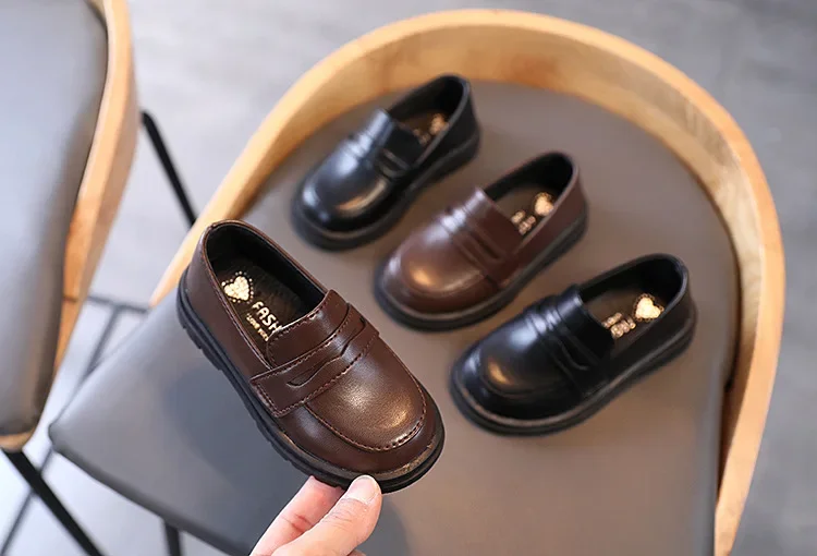 Children Leather Shoes for Boys Girls Kids Loafers Slip-on School Flats Casual Sneakers for Wedding Formal Occasions Party 21-36