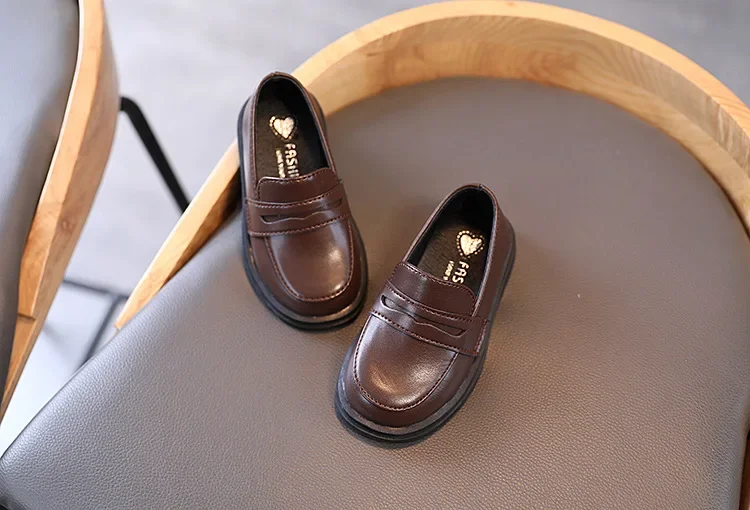 Children Leather Shoes for Boys Girls Kids Loafers Slip-on School Flats Casual Sneakers for Wedding Formal Occasions Party 21-36