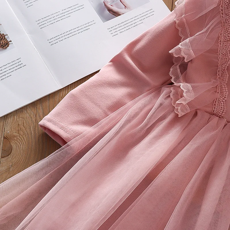 Girls Clothing Dress Autumn New Girls Dess Long Sleeve Dress Vestidos Mesh Tutu Princess Dress