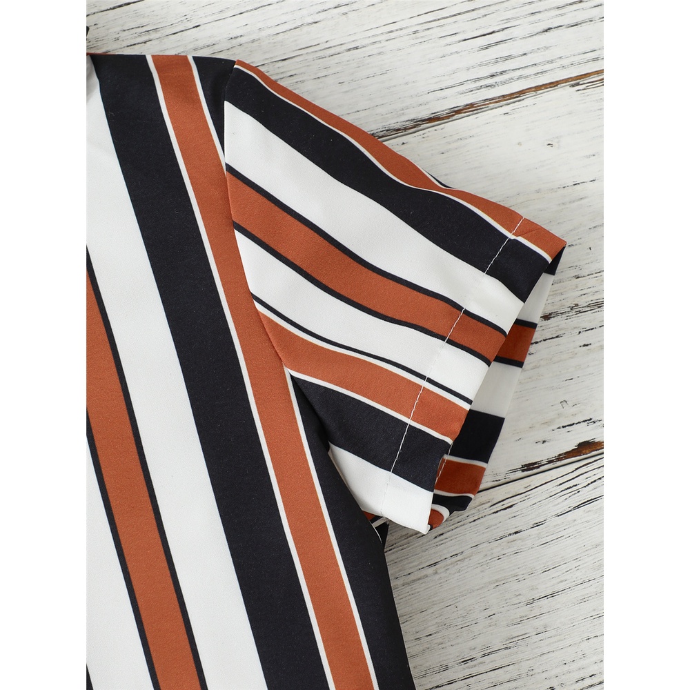 4-7 Years Clothes Set for Kids Baby Boy Handsome Striped Short Sleeves Shirt+Solid Shorts 2PCS Summer Daily Casual School Outfit