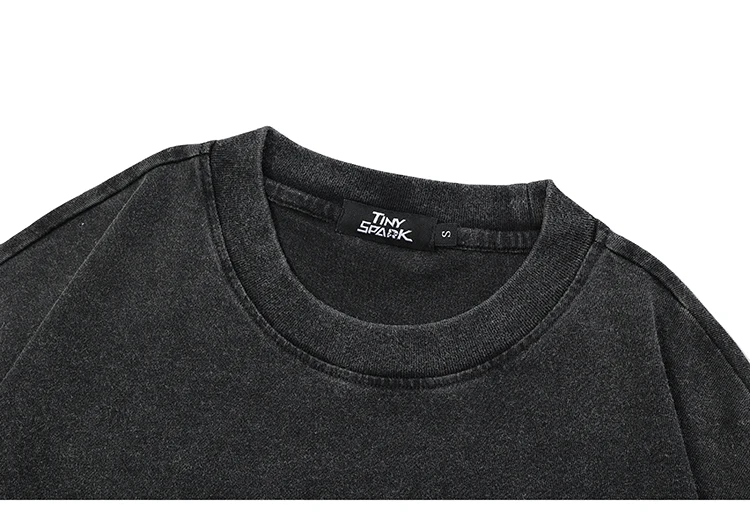 Hip Hop Washed Black T-Shirt Streetwear Vintage Purple Graphic Horror Castle T Shirt Cotton Tshirt Men Tops Tees Unisex Y2K