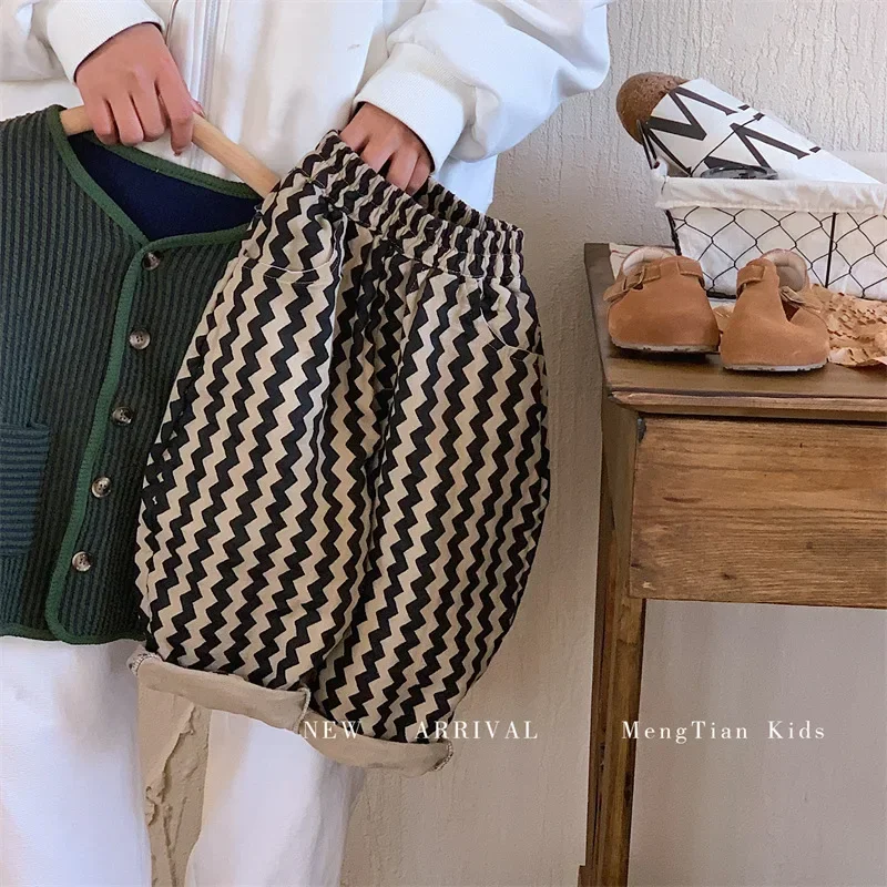 2024 Spring and Autumn New Fashion Korean Style Striped Casual Simple Baby Boys Harem Pants Children Clothing Kids Pants