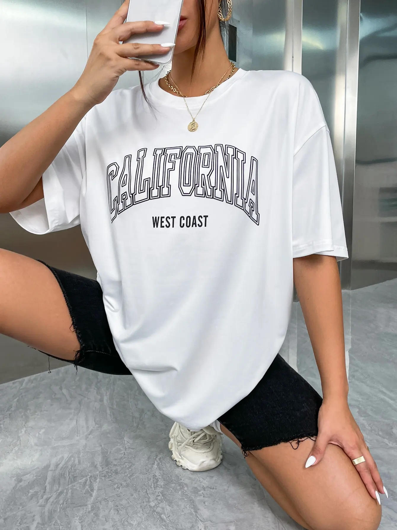 100% Cotton Womens T-Shirts California West Coast USA Letter Prints Tops Female Oversize Short Sleeve Tee Fashion Streetwear