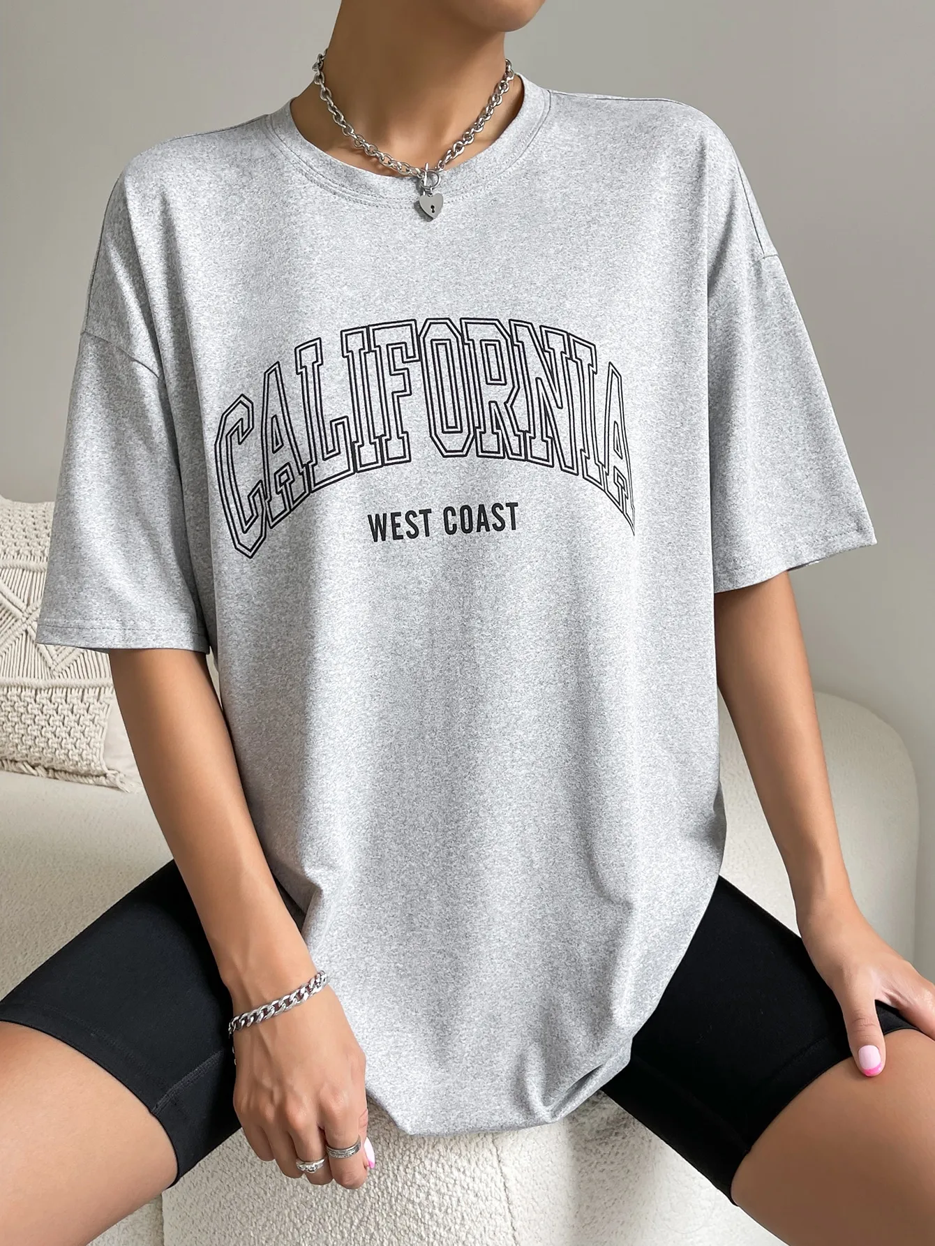 100% Cotton Womens T-Shirts California West Coast USA Letter Prints Tops Female Oversize Short Sleeve Tee Fashion Streetwear