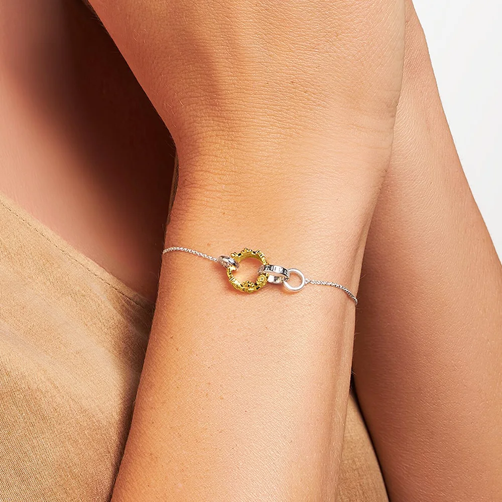 Royal Design Golden Crown Bracelet 925 Sterling Silver Fine Jewelry Europe Women Queen Vintage Gift