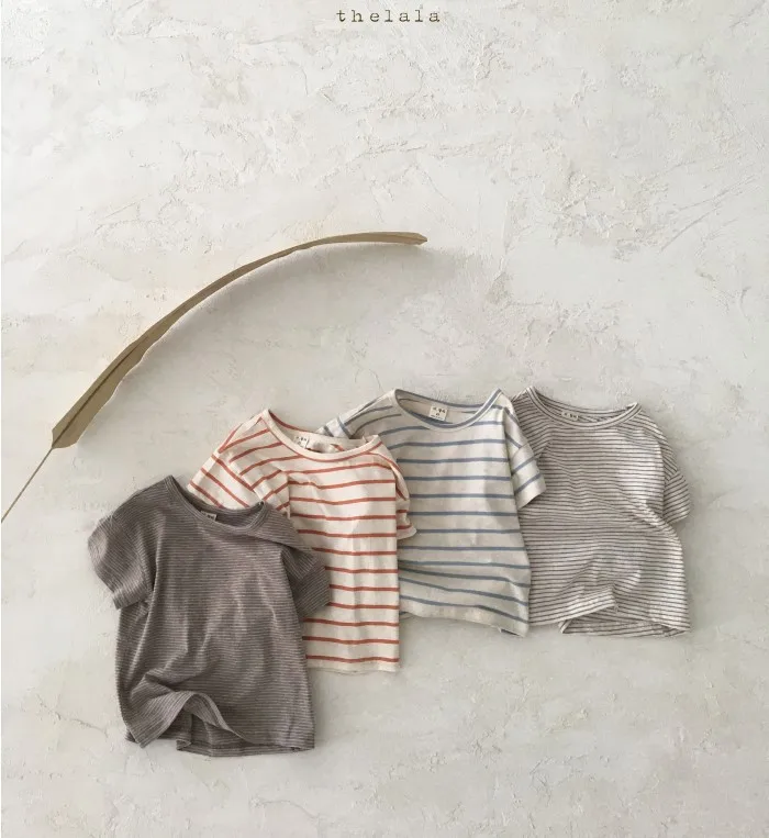 Baby Boy Stripe Shirt Summer Casual Short Bat Sleeve Kids Shirt for Boys Clothing Children Girls Sports Shirt Cotton Tops