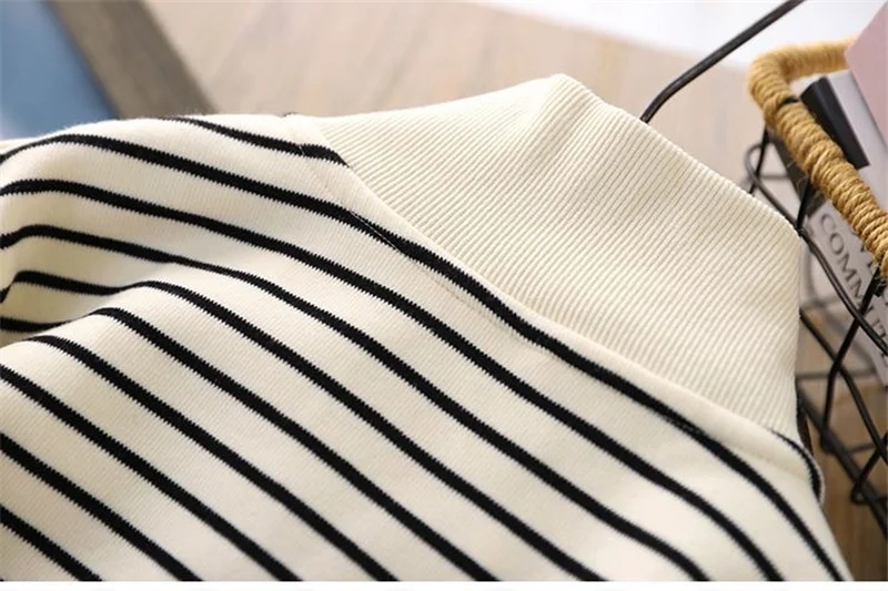 Boys Stripes Sweatshirt Spring Autumn Girls Casual Pullover Big Kids Lapel Zipper Tops Children Sportswear Clothing 4-14 Years