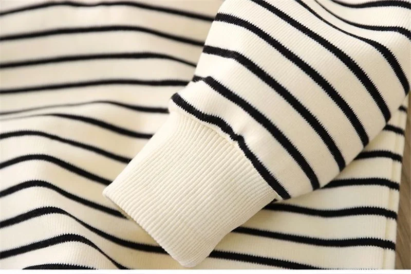 Boys Stripes Sweatshirt Spring Autumn Girls Casual Pullover Big Kids Lapel Zipper Tops Children Sportswear Clothing 4-14 Years