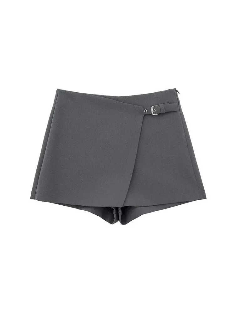 Willshela Women Fashion Solid Bandage Side Zipper Mini Skirts Shorts Vintage High Waist Female Chic Lady Shorts