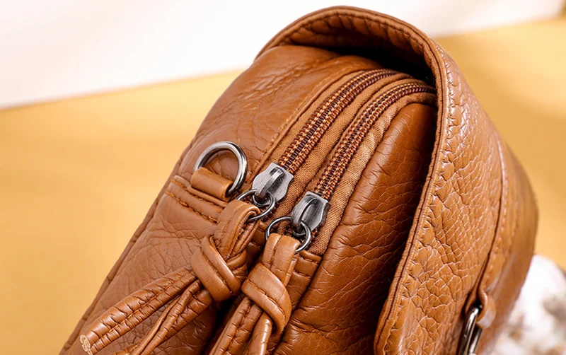 Soft Leather Crossbody Bags for Women High Quality Solid Color Tassel Shoulder Bag Retro Cell Phone Purse Handbags