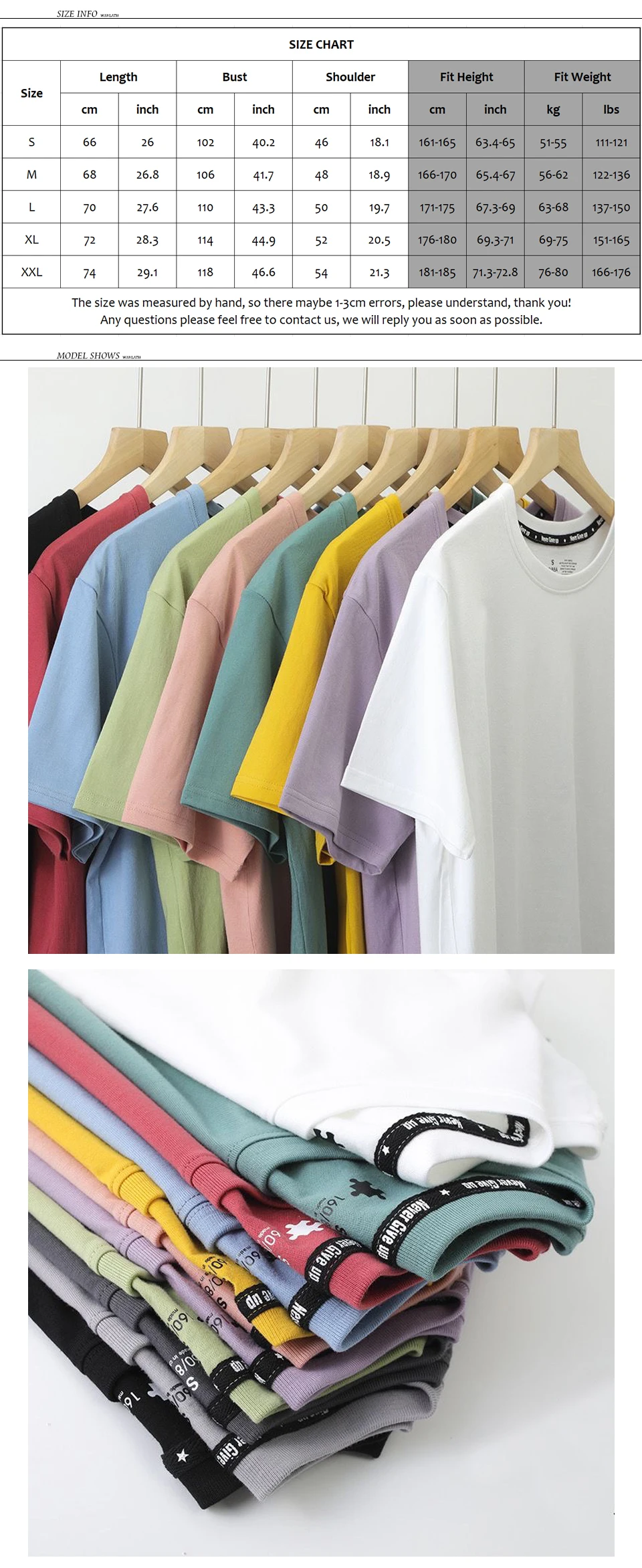 WAVLATII Women New Cotton T Shirts Female 210 GSM Purple Solid Fashion Casual Oversized Short Sleeve Tees Tops for Summer WT2470