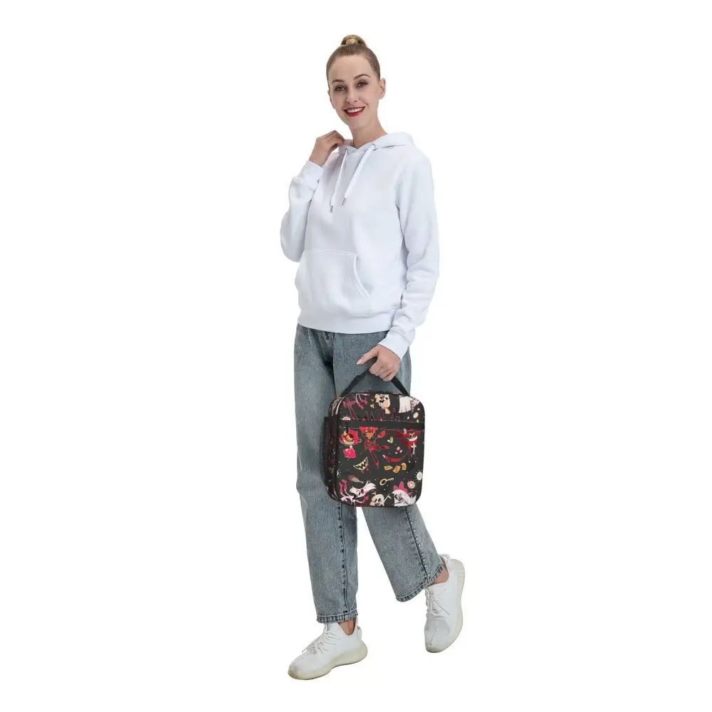Hazbin Hotels Anime Insulated Lunch Bags Food Container Bags Portable Thermal Cooler Lunch Boxes For School Office
