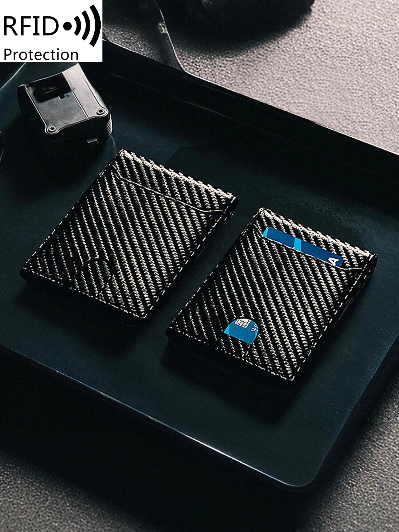 Minimalist and Fashionable Men's Wallet RFID Barrier Multifunctional Ultra-Thin 11 Card Wallet Foldable and Portable for Men's C