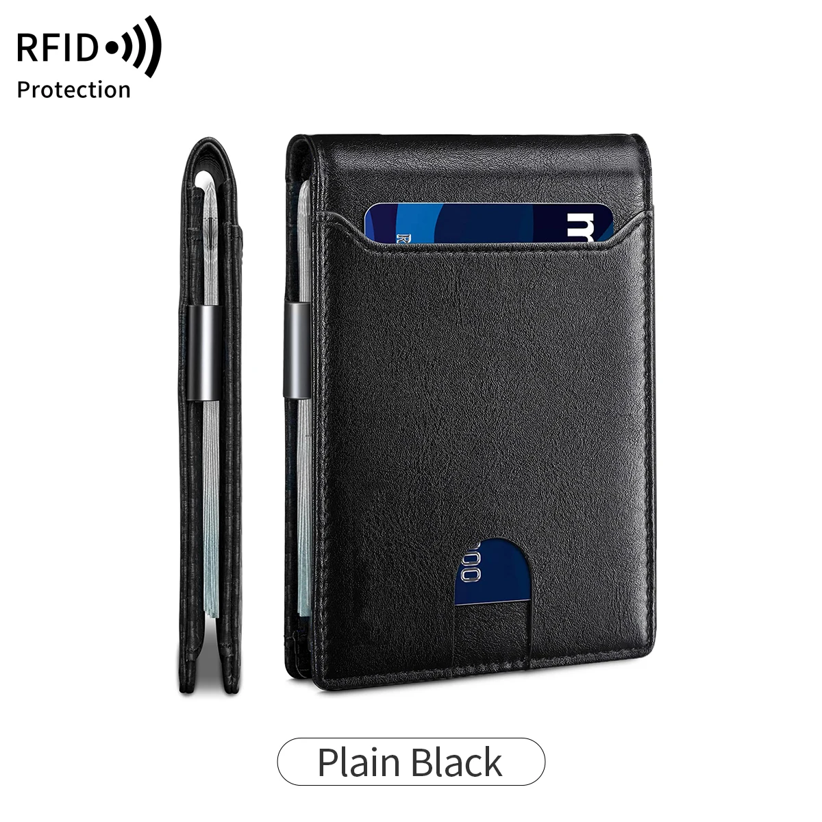 Minimalist and Fashionable Men's Wallet RFID Barrier Multifunctional Ultra-Thin 11 Card Wallet Foldable and Portable for Men's C