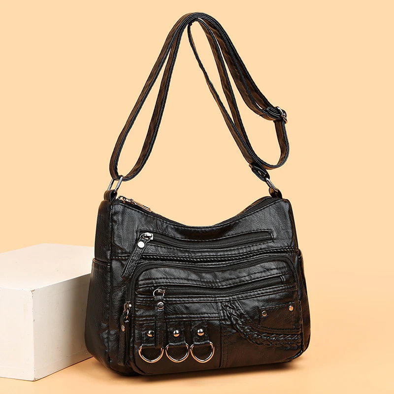 Vintage Pu Leather Luxury Purses and Handbags High Quality Women's Bag Design Multi-pocket Ladies Crossbody Shoulder Bags