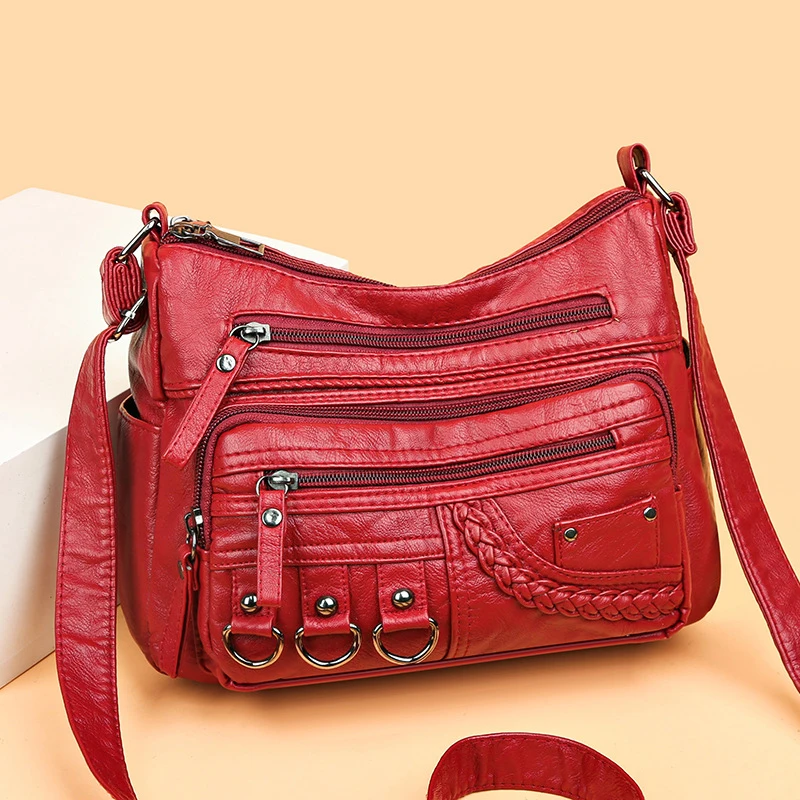 Vintage Pu Leather Luxury Purses and Handbags High Quality Women's Bag Design Multi-pocket Ladies Crossbody Shoulder Bags